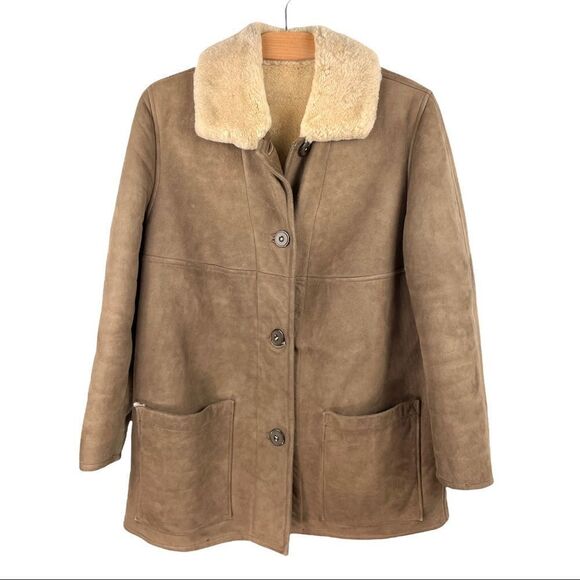 * Gamulux Argentinian Sherpa Lined Nubuck Button Front Coat Size M - Picture 2 of 8